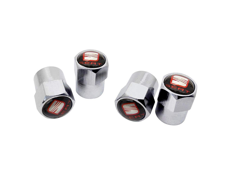 Set X4 Tapas Válvulas Metálicas Aire Rueda Para Seat 1