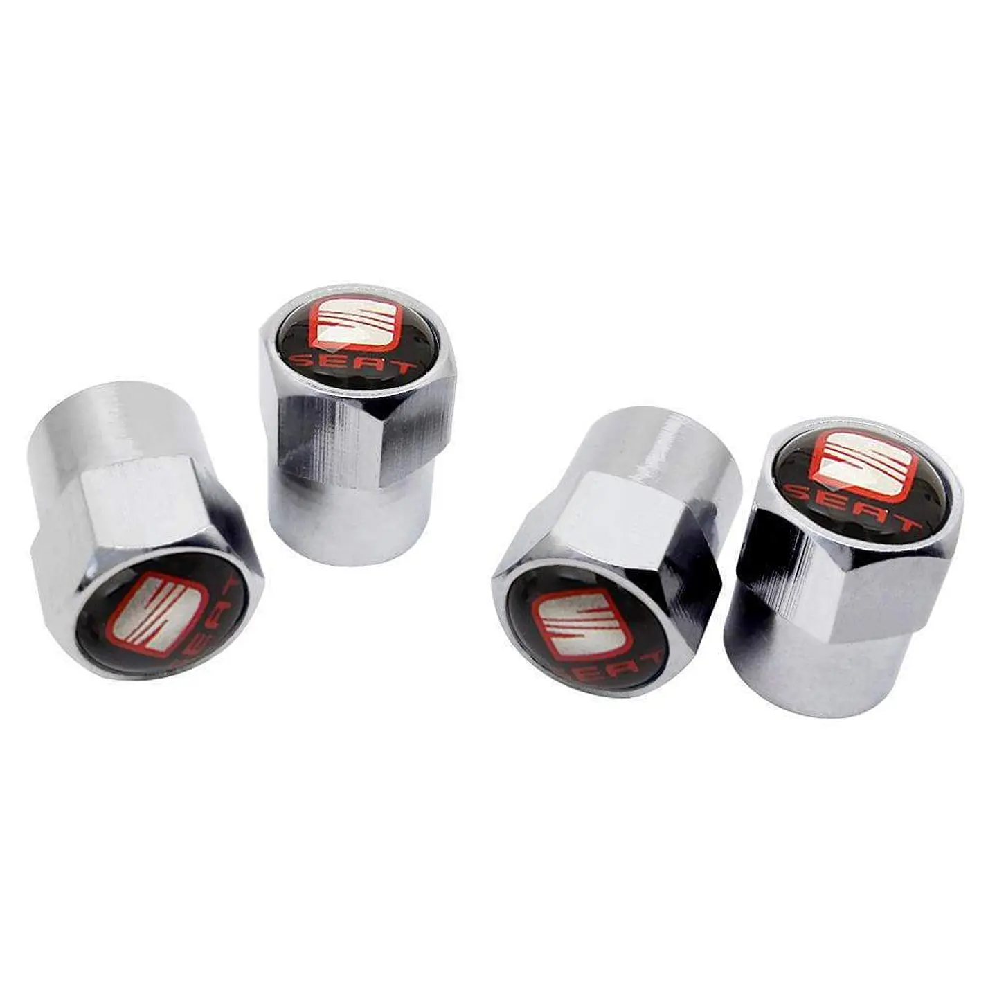Set X4 Tapas Válvulas Metálicas Aire Rueda Para Seat 1