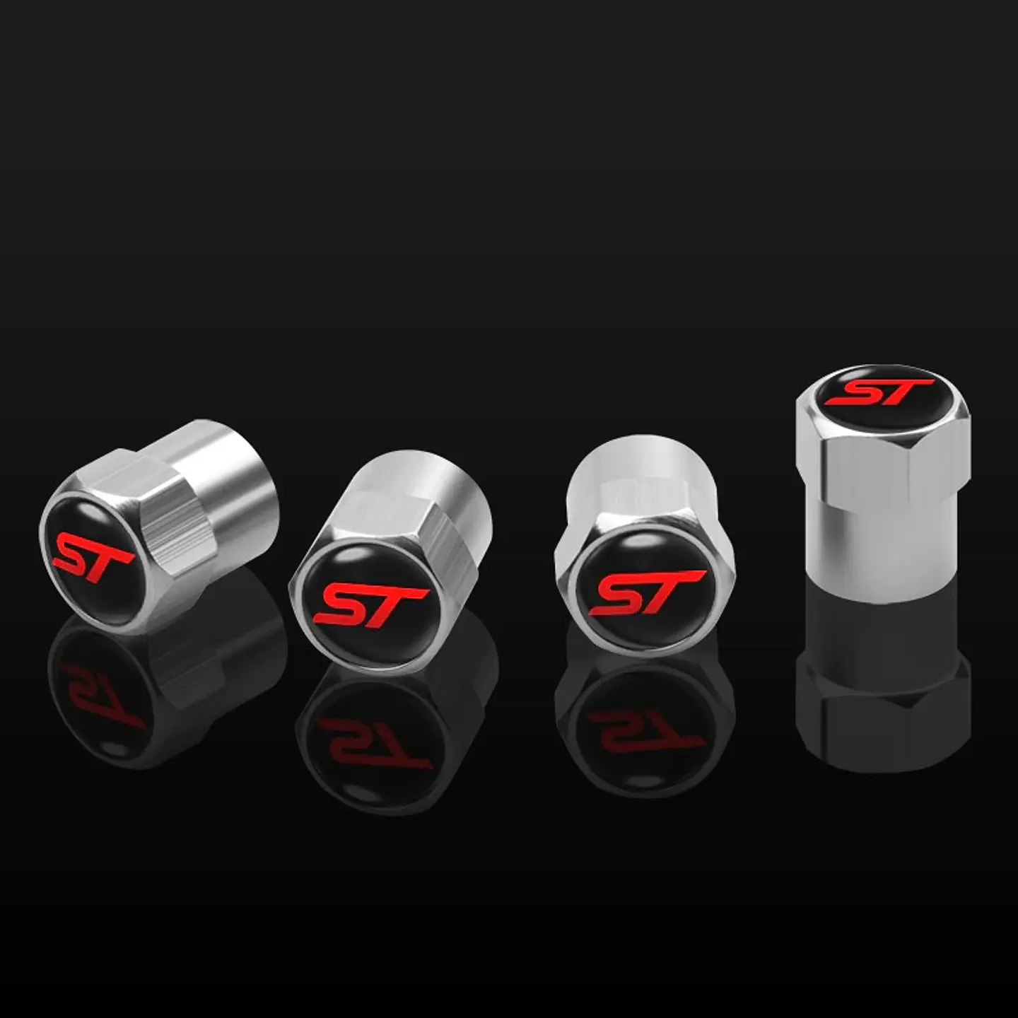 Set X4 Tapas Válvulas Metálicas Aire Rueda Para Ford ST 2