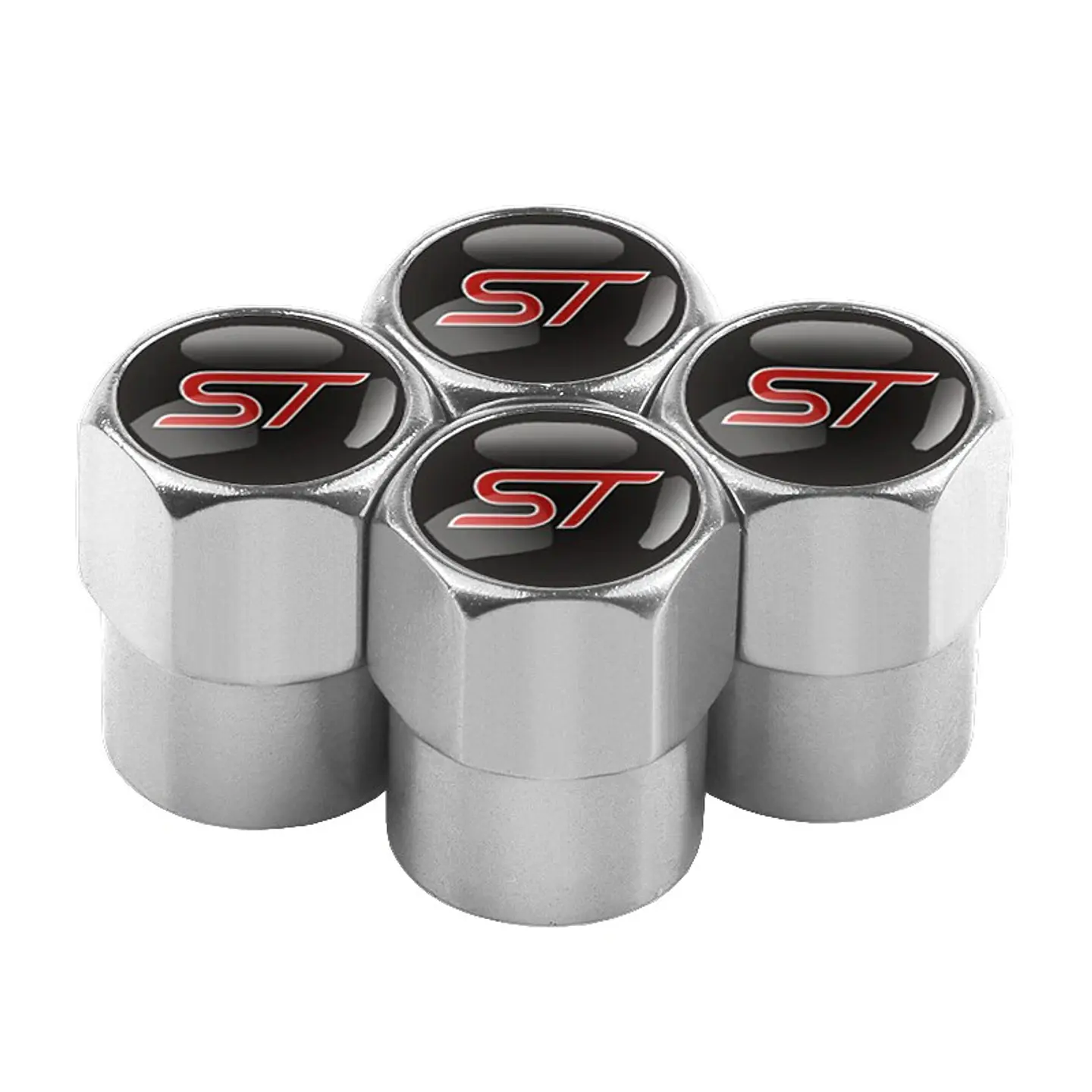 Set X4 Tapas Válvulas Metálicas Aire Rueda Para Ford ST 1