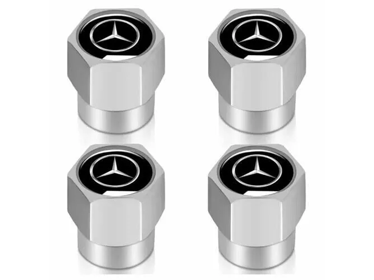 Set X4 Tapas Válvulas Metálicas Aire Ruedas Para Mercedes Benz 1