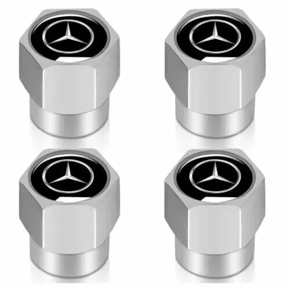 Set X4 Tapas Válvulas Metálicas Aire Ruedas Para Mercedes Benz 1