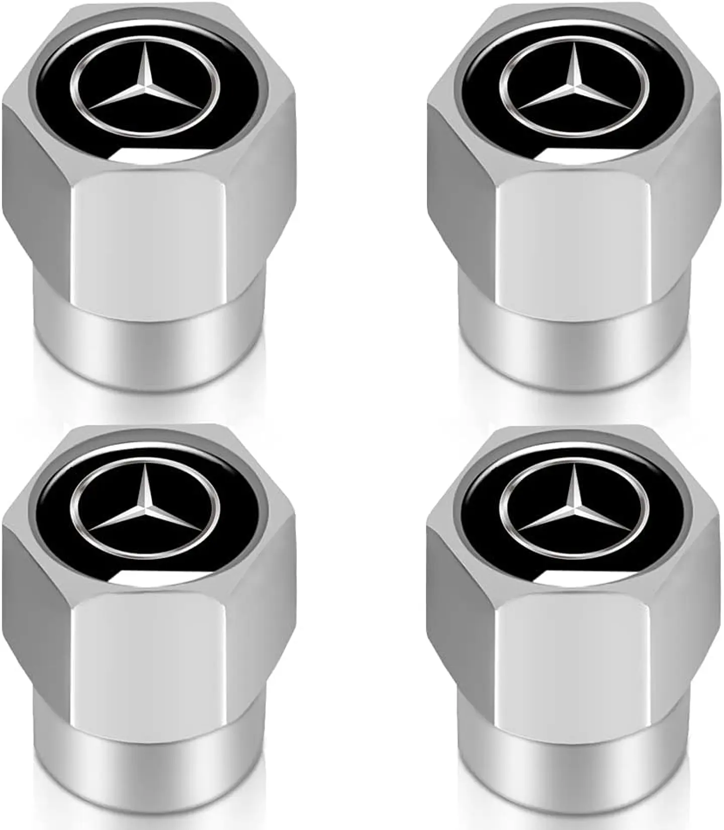 Set X4 Tapas Válvulas Metálicas Aire Ruedas Para Mercedes Benz 3