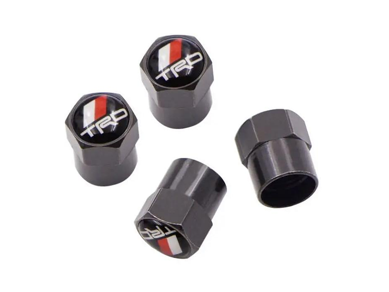 Set X4 Tapas Válvulas Metálicas Aire Ruedas Para Toyota Trd Negro 1