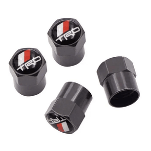 Set X4 Tapas Válvulas Metálicas Aire Ruedas Para Toyota Trd Negro