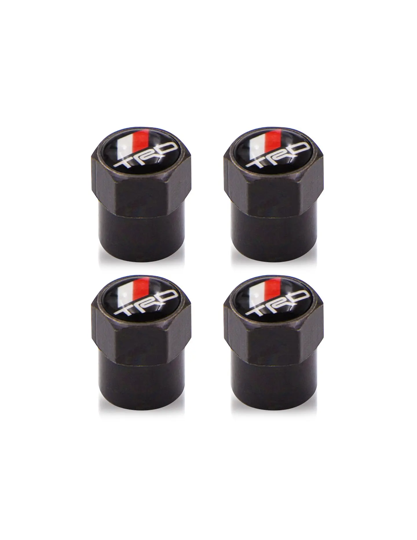 Set X4 Tapas Válvulas Metálicas Aire Ruedas Para Toyota Trd Negro 2