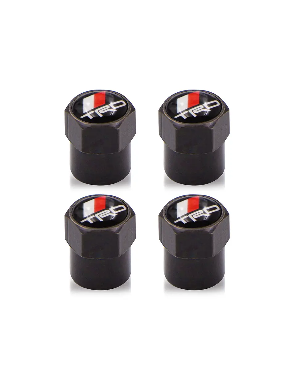 Set X4 Tapas Válvulas Metálicas Aire Ruedas Para Toyota Trd Negro 2