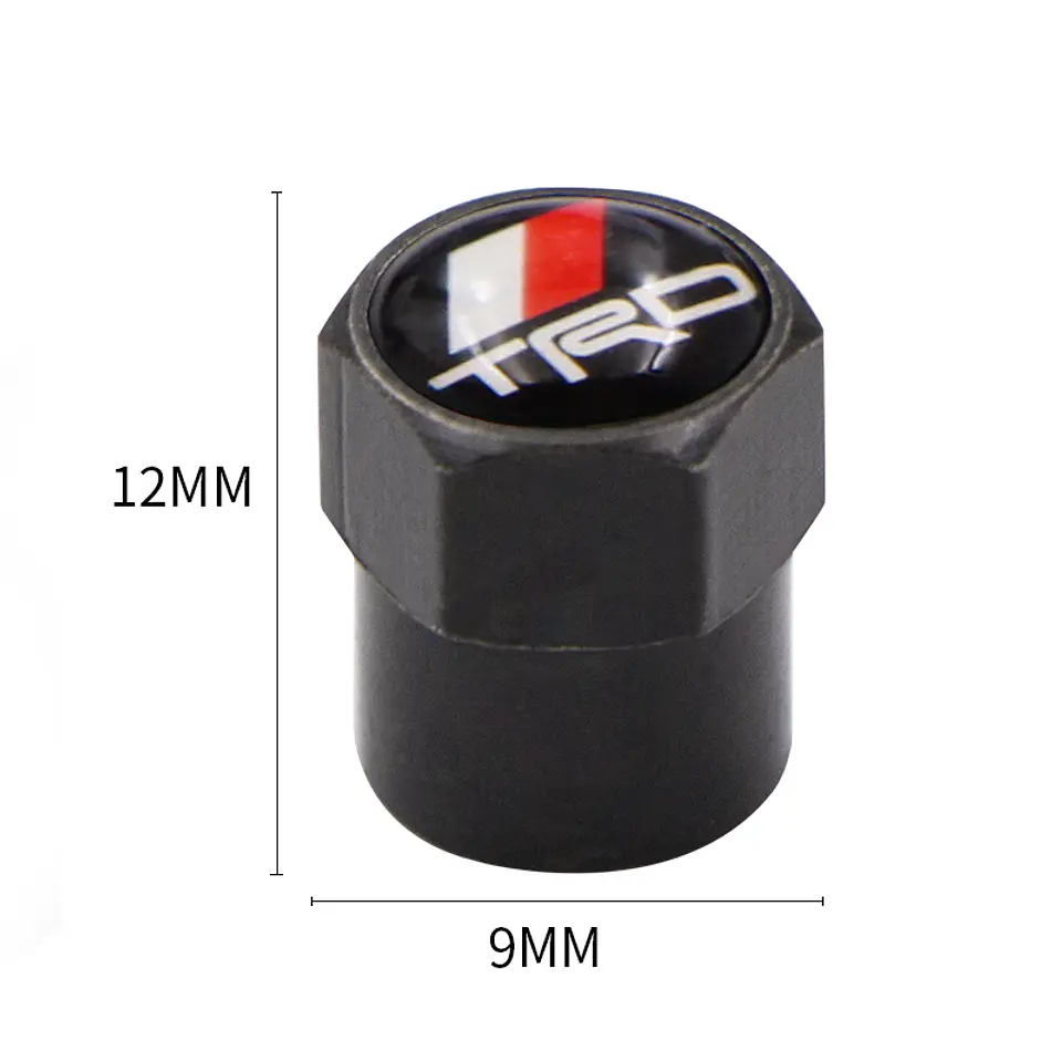 Set X4 Tapas Válvulas Metálicas Aire Ruedas Para Toyota Trd Negro 3