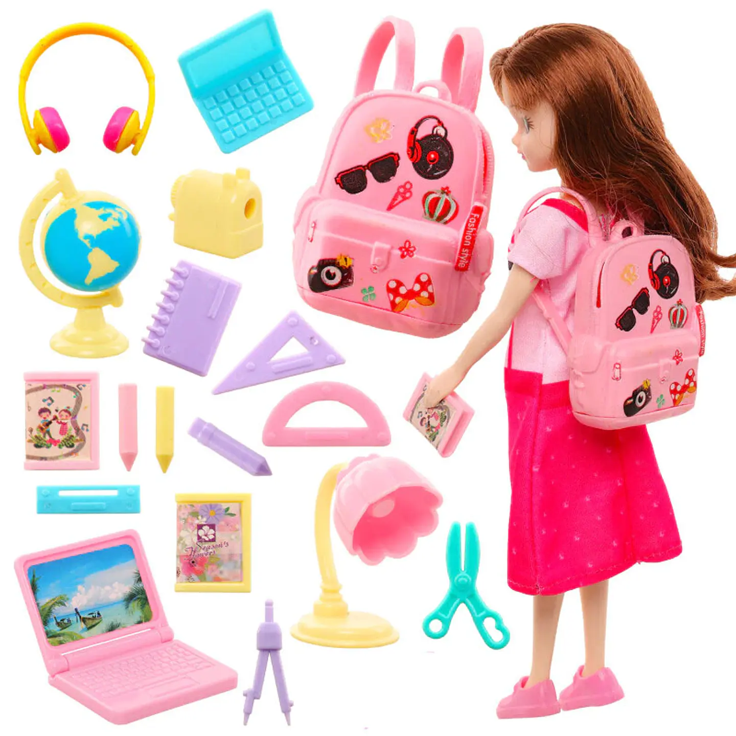 Set 18 Piezas Accesorios Colegio Estudios Para Muñecas Barbie de 30cm 1
