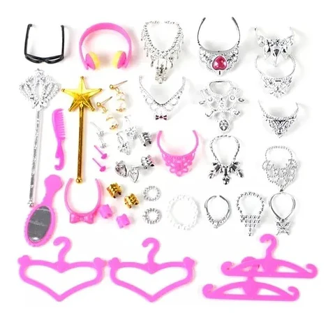 Set 38 Piezas De Accesorios Moda Fashion Para Muñecas Barbie de 30cm