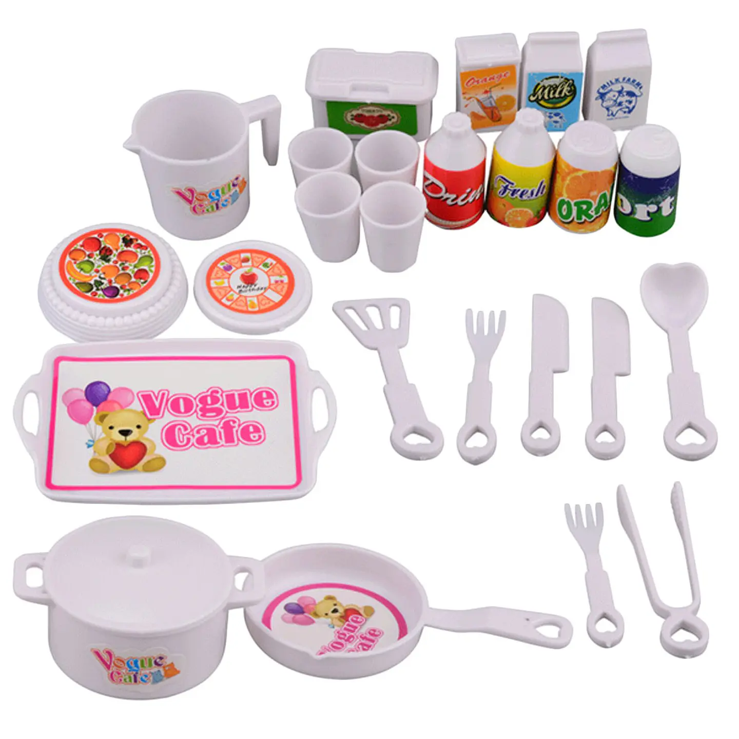 Set 25 Piezas Accesorios Vajilla Cocina Para Muñecas Barbie de 30cm 1