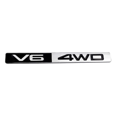 Logo Emblema V6 4wd 14.8x1.5cm Metálico Multimarca