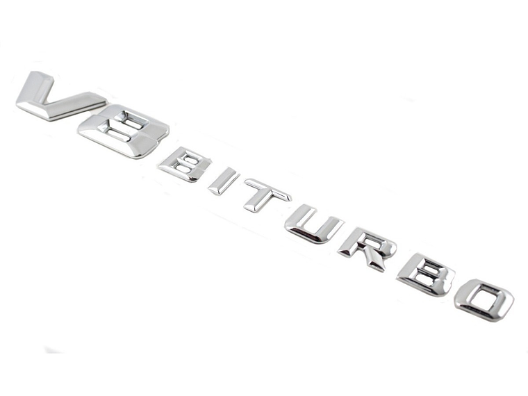 Par De Emblemas Logos V8 BiTurbo Para Mercedes Benz Cromado 1