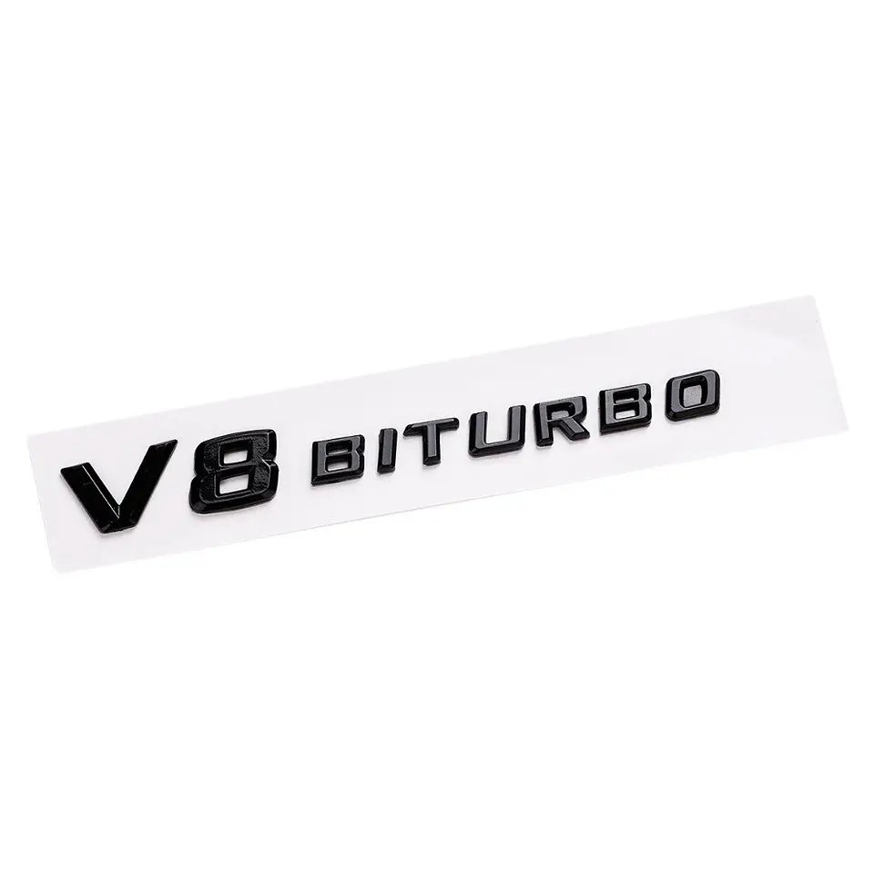 Par De Emblemas Logos V8 Biturbo Para Mercedes Benz Negro 1