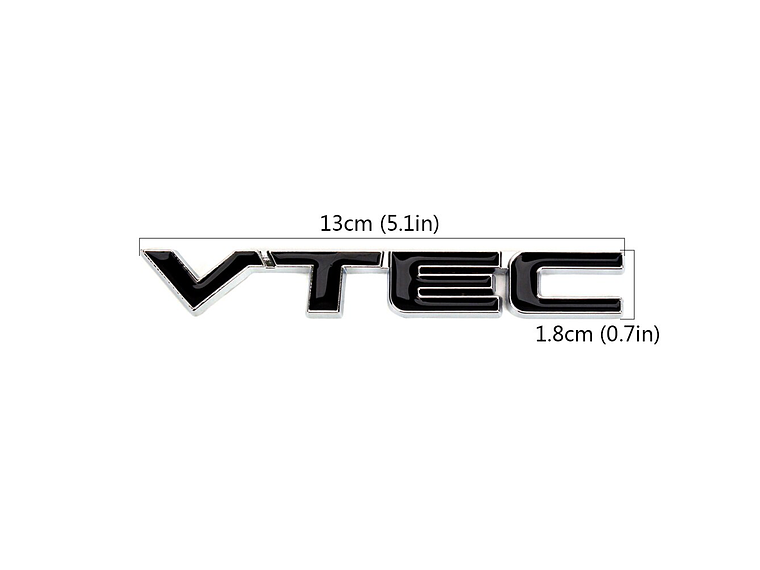 Logo Emblema Vtec Para Honda 12.8x1.8 Cm Metálico Negro 1