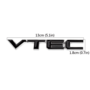 Logo Emblema Vtec Para Honda 12.8x1.8 Cm Metálico Negro