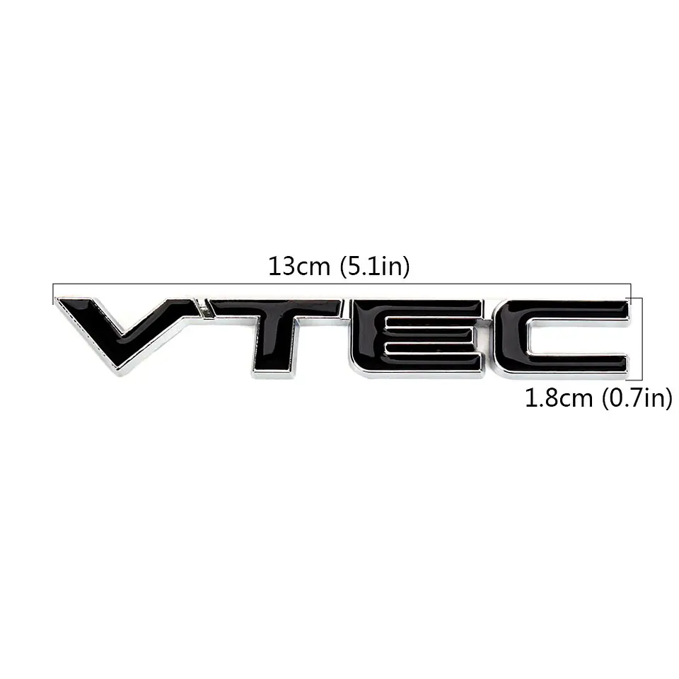 Logo Emblema Vtec Para Honda 12.8x1.8 Cm Metálico Negro 1