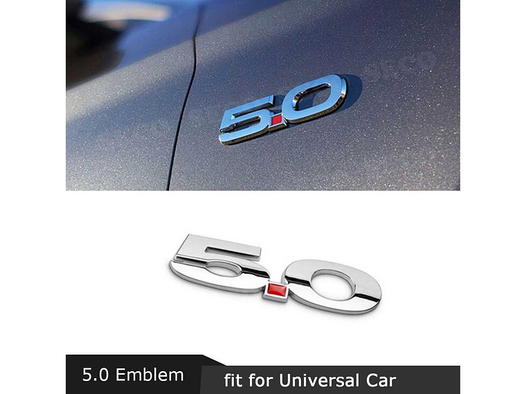 Emblema Logo 5.0 Para Ford Mustang 13.8x3.5cm Cromado 2