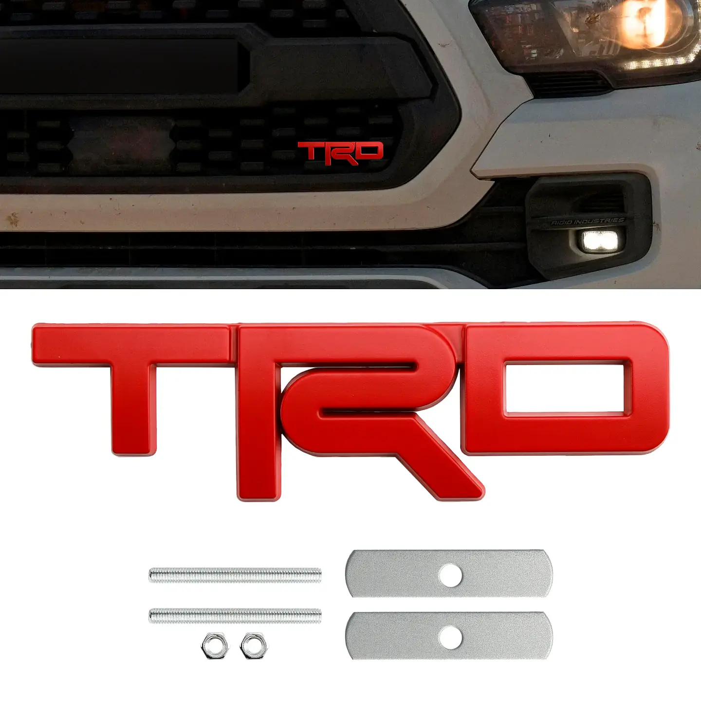 Emblema Logo Frontal Para Toyota Trd Metálico 12.3x3.4cm Rojo 2