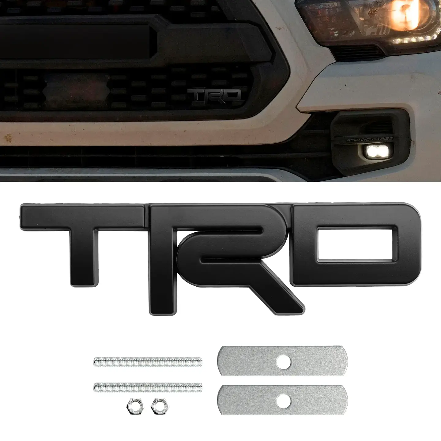 Emblema Logo Frontal Para Toyota Trd Metálico 12.3x3.4cm Negro 3