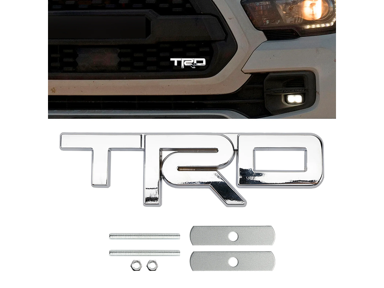 Emblema Logo Frontal Para Toyota Trd Metálico 12.3x3.4cm Cromado 3