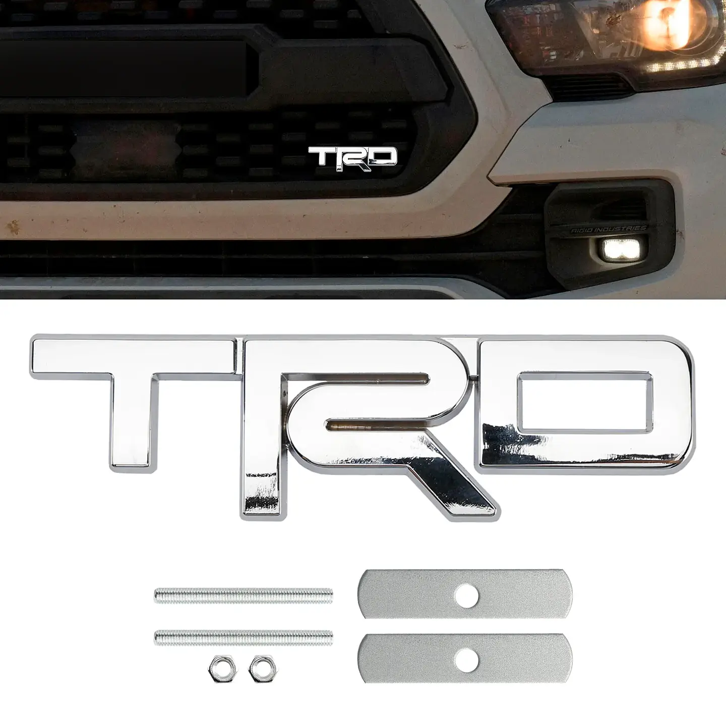 Emblema Logo Frontal Para Toyota Trd Metálico 12.3x3.4cm Cromado 3