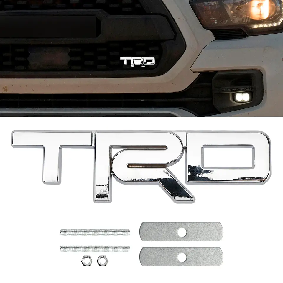 Emblema Logo Frontal Para Toyota Trd Metálico 12.3x3.4cm Cromado 3