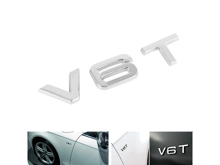 Logo V6t Emblema V6 T Para Audi 8.1x1.8cm Cromado 3
