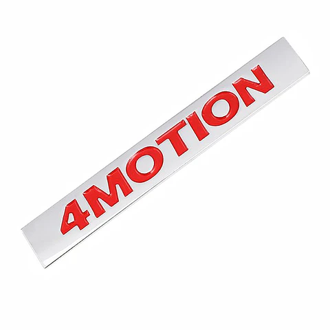 Logo 4motion Emblema Para Volkswagen 4 Motion 10.4x1.5cm Cromado/ Rojo