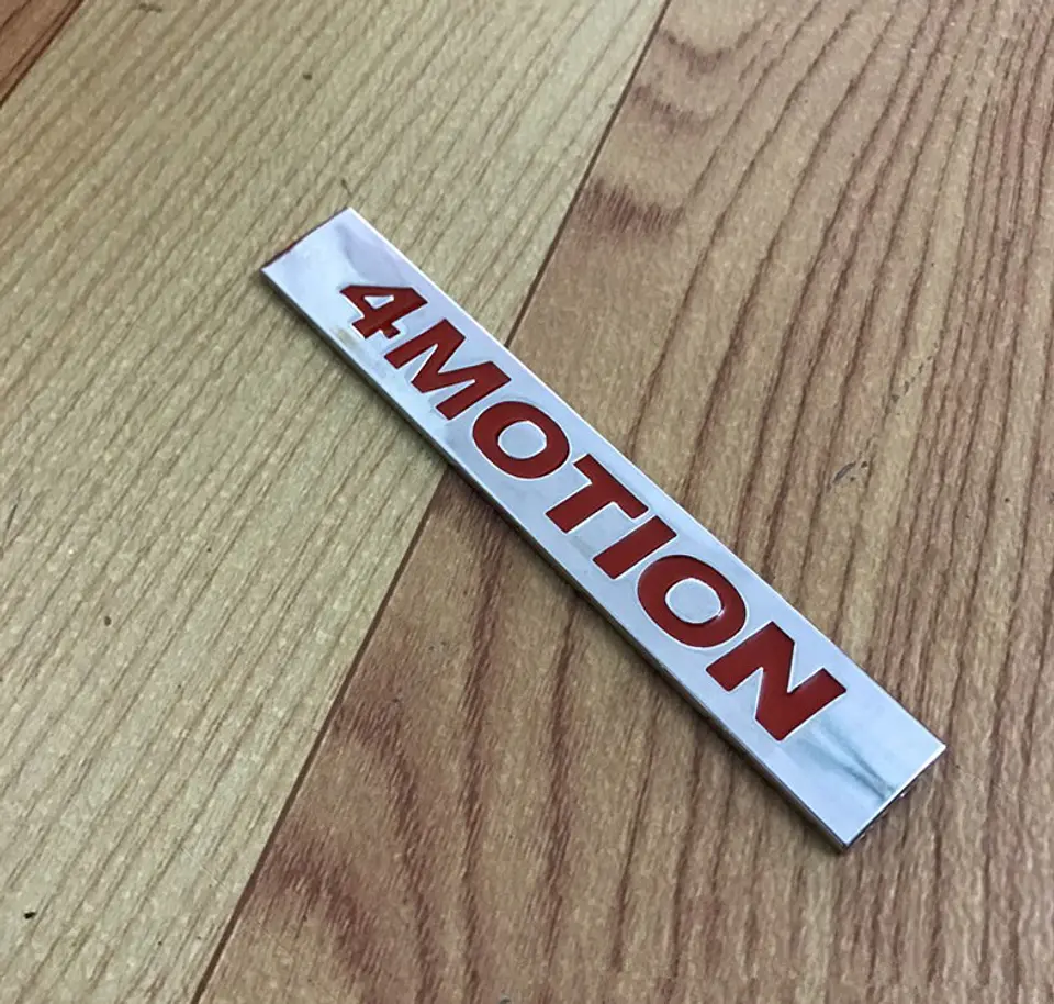 Logo 4motion Emblema Para Volkswagen 4 Motion 10.4x1.5cm Cromado/ Rojo 2