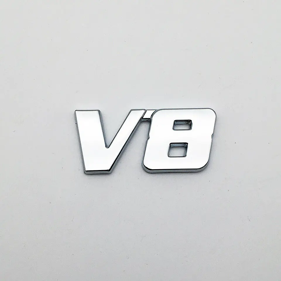 Emblema Logo V8 Multimarca 5.9x2.6cm Metálico Cromado 3