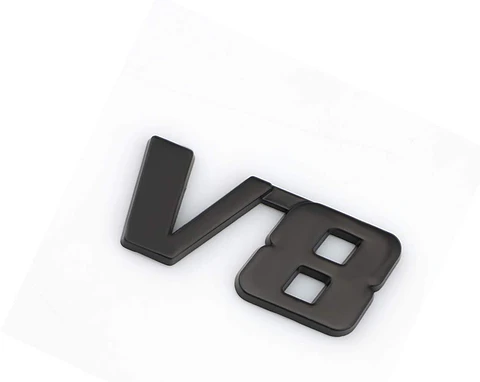 Emblema Logo V8 Multimarca 5.9x2.6cm Metálico Negro