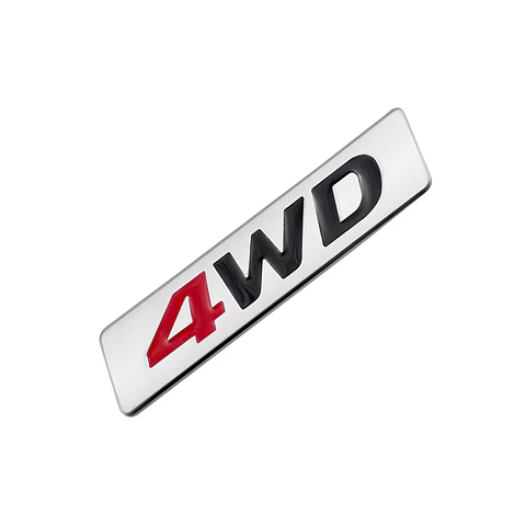 Logo Emblema 4wd Multimarca 8.7x2.5cm Cromado Rojo