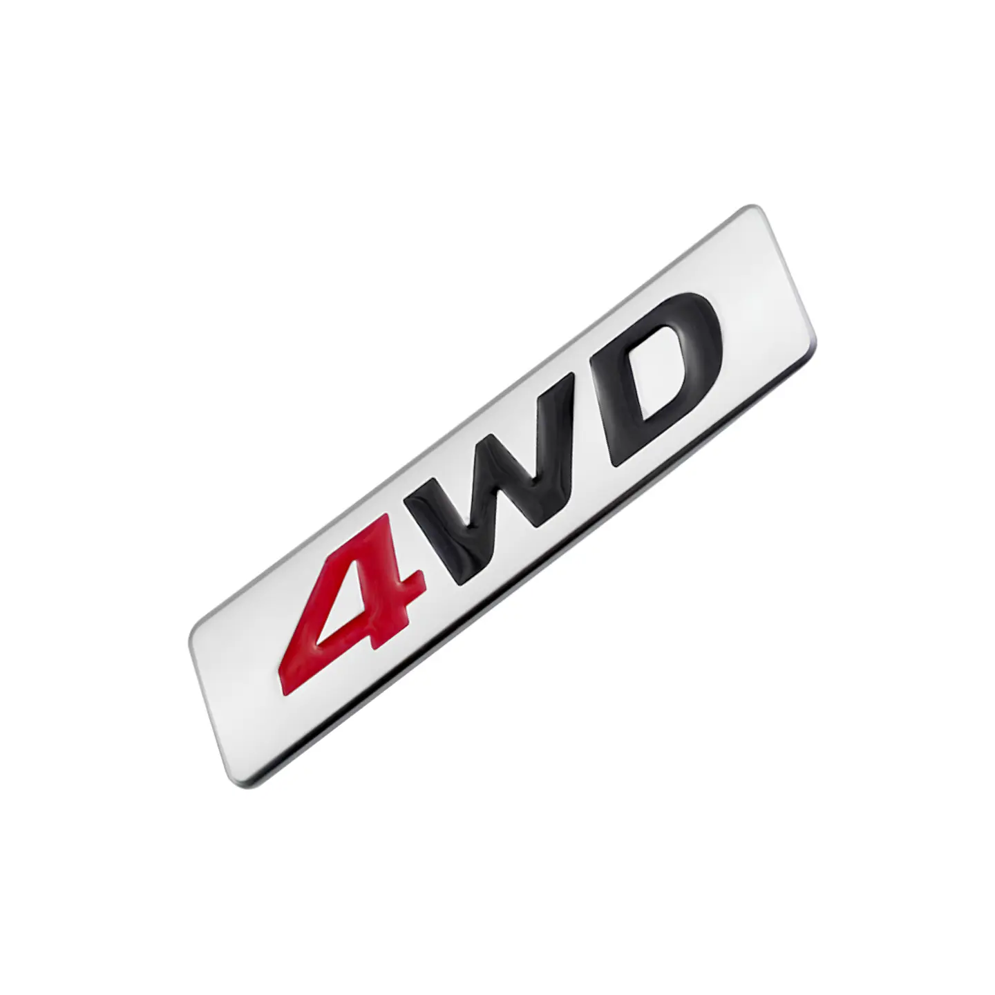 Logo Emblema 4wd Multimarca 8.7x2.5cm Cromado Rojo 1