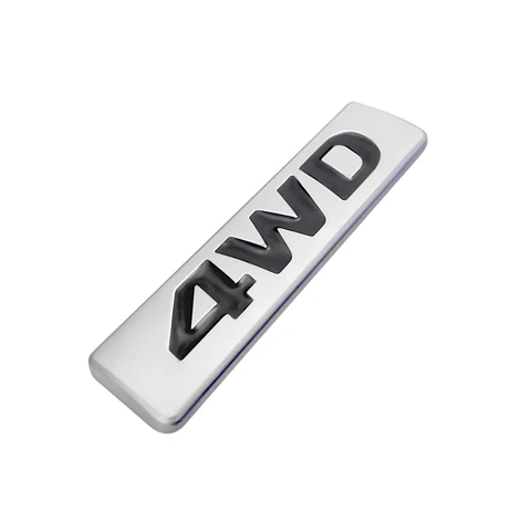 Logo Emblema 4wd Multimarca 8.7x2.5cm Cromado Negro