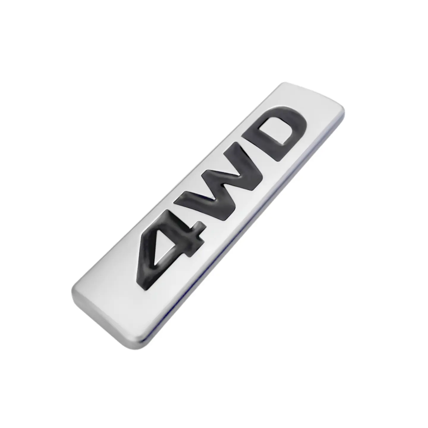 Logo Emblema 4wd Multimarca 8.7x2.5cm Cromado Negro 1