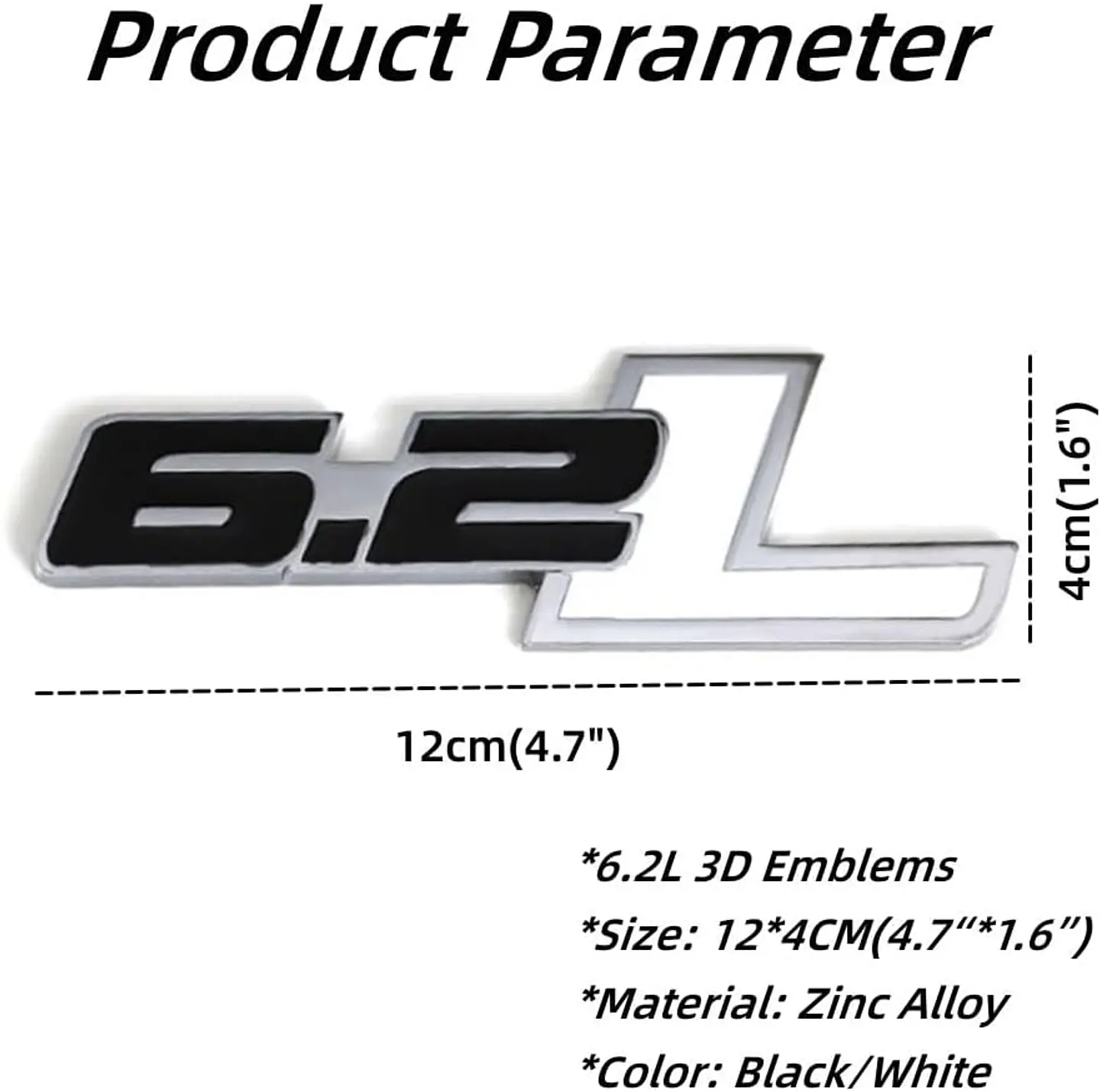 Logo Metalico Emblema 6.2 L Para Ford F-150 Raptor 12x4cm Negro Blanco 2