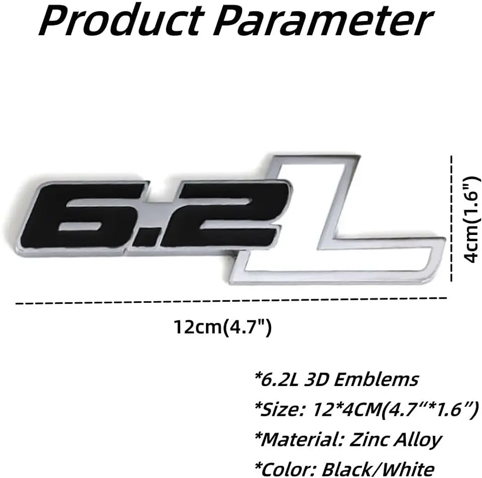 Logo Metalico Emblema 6.2 L Para Ford F-150 Raptor 12x4cm Negro Blanco 2
