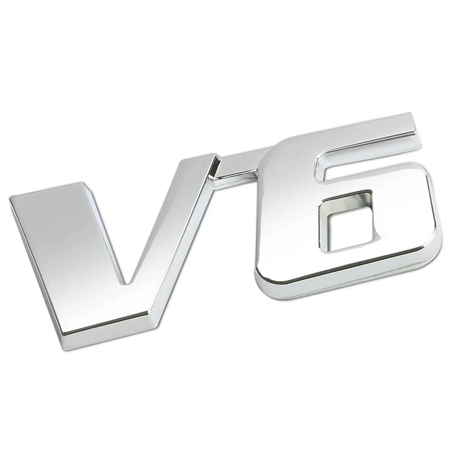 Emblema Logo V6 Multimarca 6x2.7cm Metálico Cromado 1