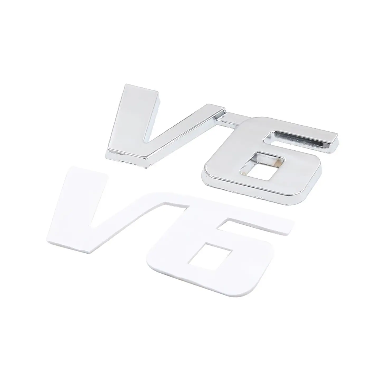 Emblema Logo V6 Multimarca 6x2.7cm Metálico Cromado 2