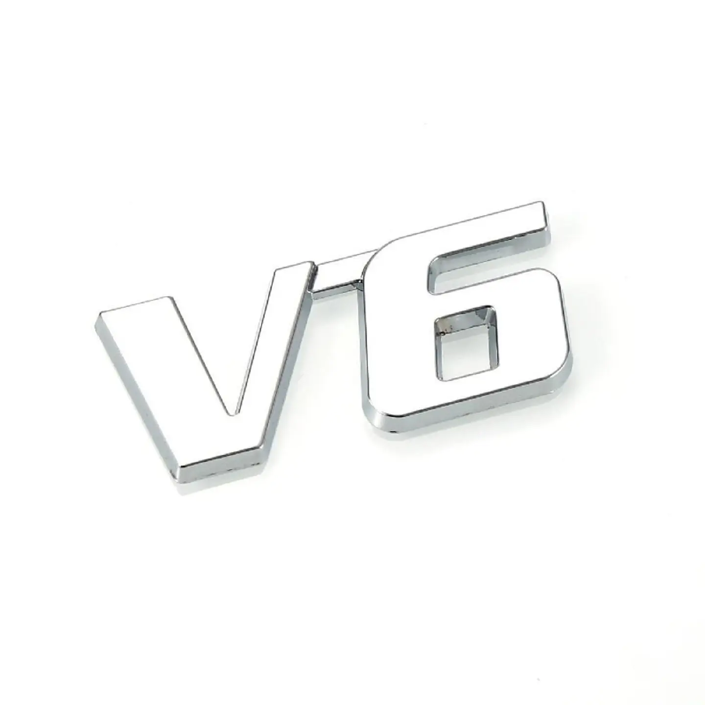 Emblema Logo V6 Multimarca 6x2.7cm Metálico Cromado 3