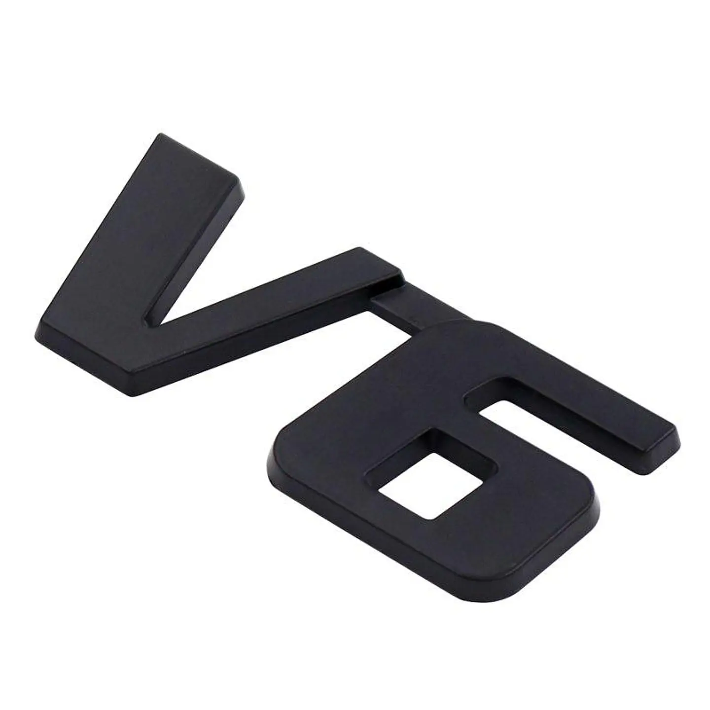 Emblema Logo V6 Multimarca 6x2.7cm Metálico Negro 1