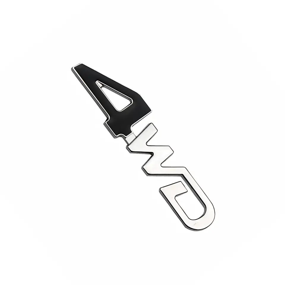 Logo Emblema Multimarca 4wd 12.6x3.2cm Metalico Negro 3