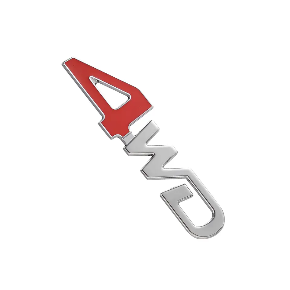 Logo Emblema Multimarca 4wd 12.6x3.2cm Metalico Rojo 2