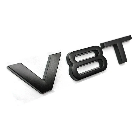 Logo V8t Emblema V8 T Para Audi 8x1.8cm Metálico Negro