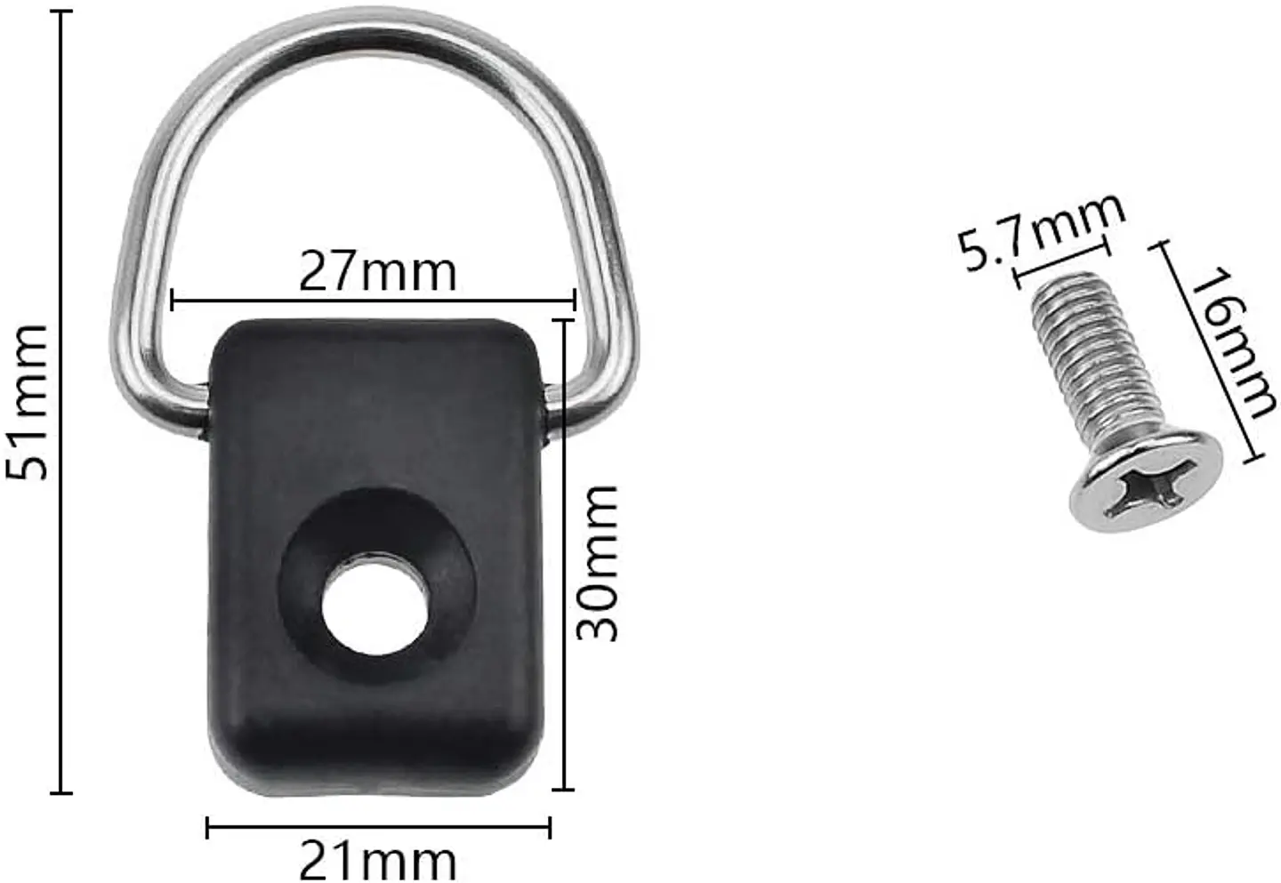 10x Anillos D-ring Ganchos Sujetador Amarre Accesorio Kayak Rectangular 2