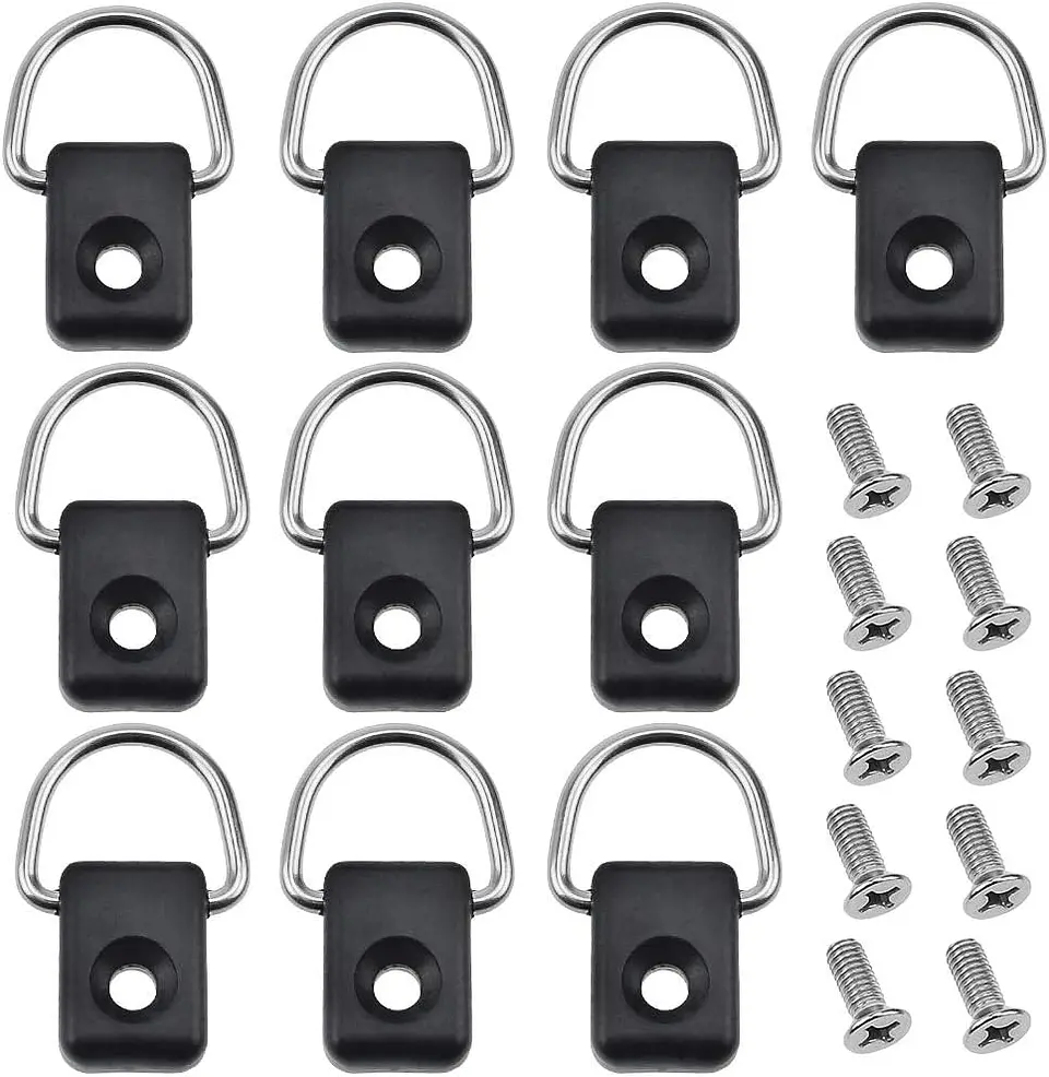 10x Anillos D-ring Ganchos Sujetador Amarre Accesorio Kayak Rectangular 1