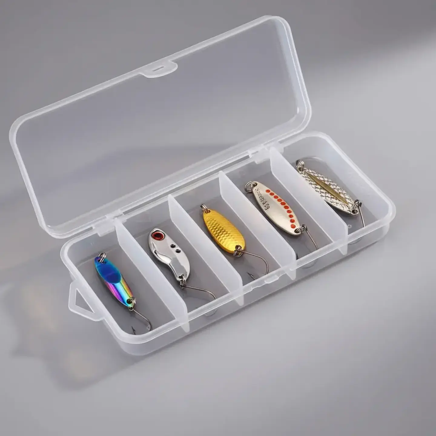 Kit X5 Señuelos Chispas Vib Cucharas 3.5grs Pesca Más Caja 3