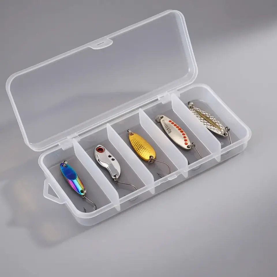Kit X5 Señuelos Chispas Vib Cucharas 3.5grs Pesca Más Caja 3