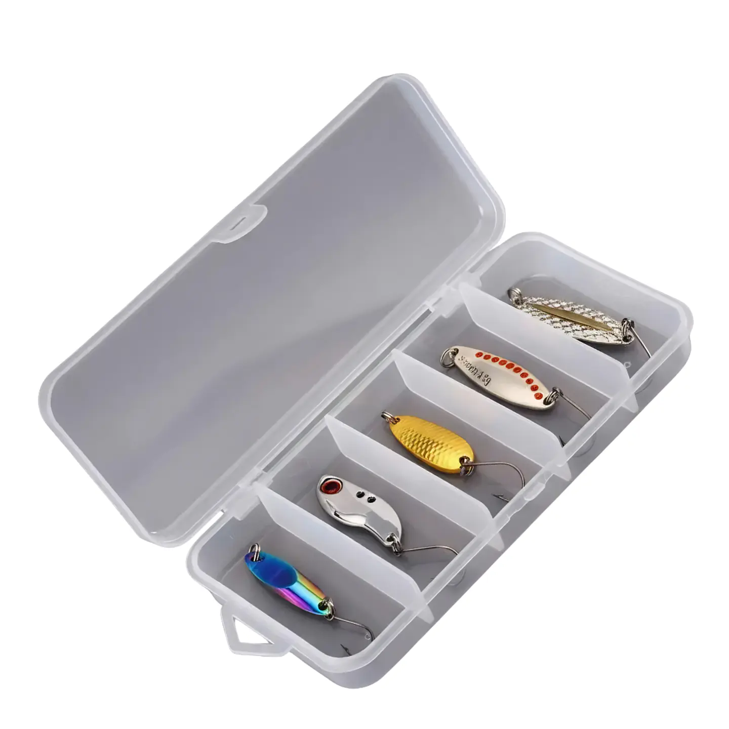 Kit X5 Señuelos Chispas Vib Cucharas 3.5grs Pesca Más Caja 1